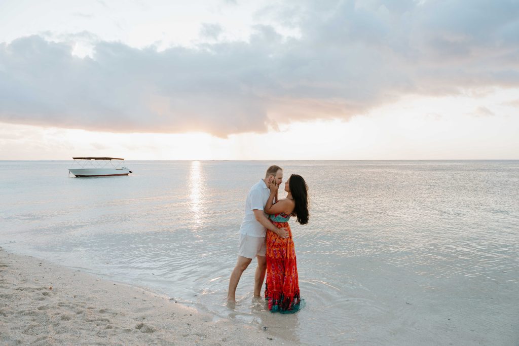 Romantic sunset couple photography Mauritius